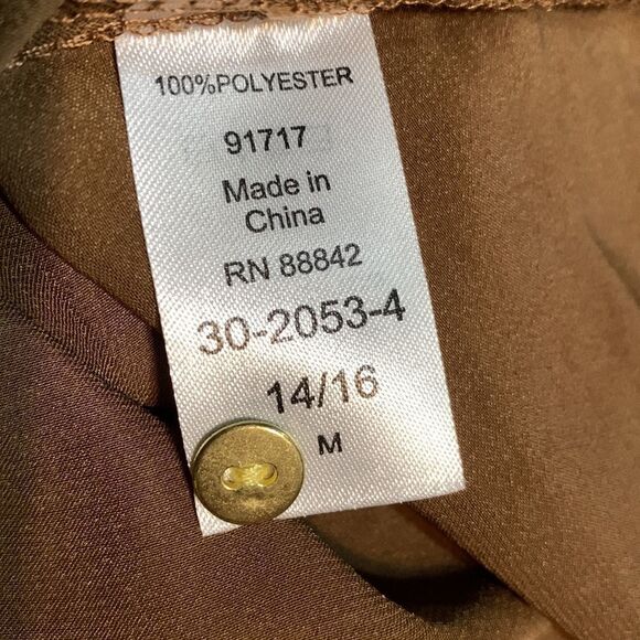Ellos Mini Dress Tunic Zip Front Brown Silky 14/16 Plus - Picture 8 of 9